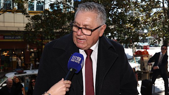 Ray Hadley outside the Downing Centre Local Court on Tuesday.