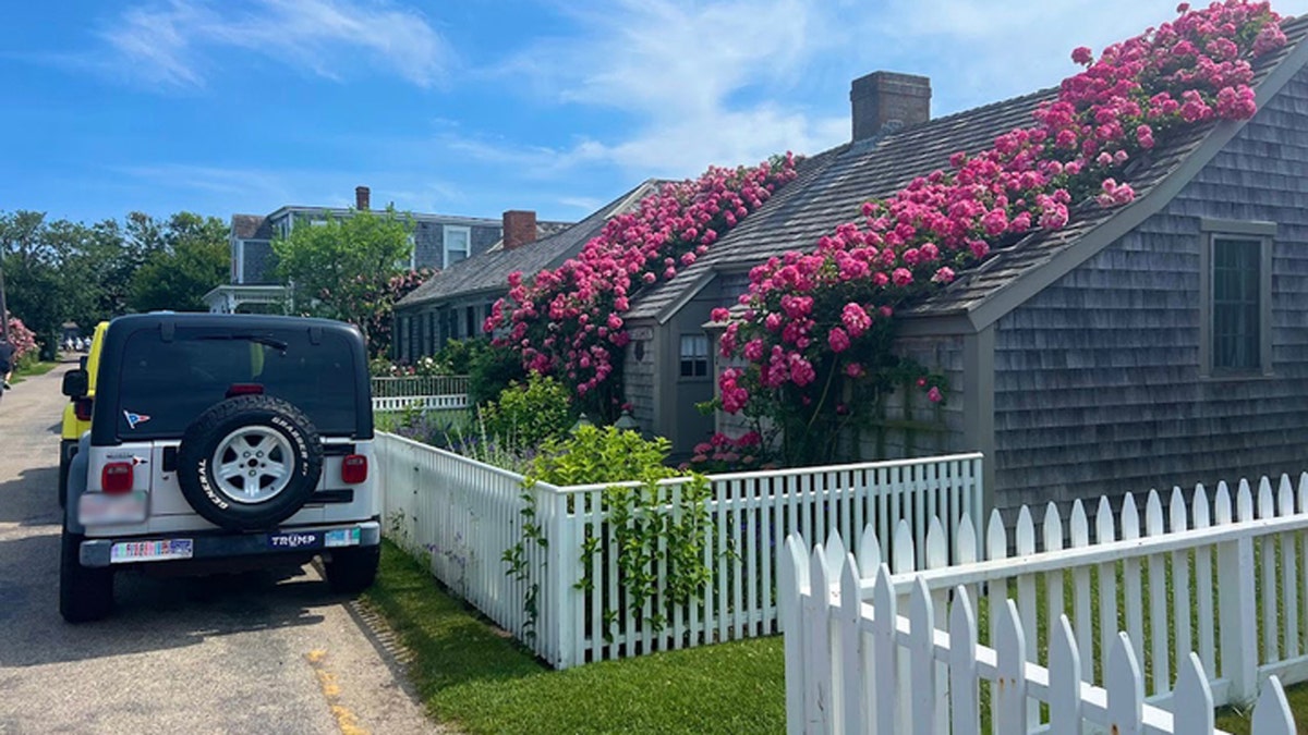 trump jeep next to sconset rose cottage on nantucket