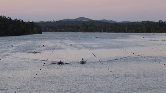 Rowing on the Fitzroy River in Rockhampton.