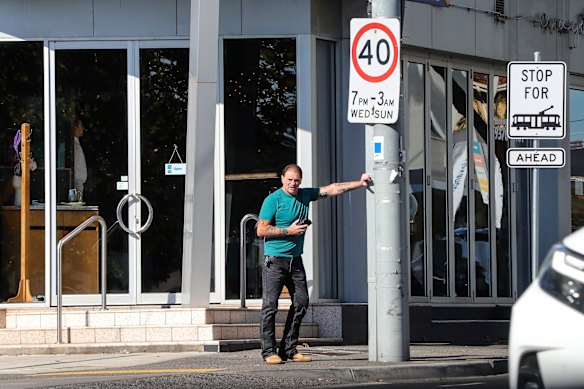 John Setka outside the lunch venue where he met with Perkovic.