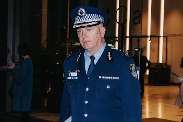 Peter McKenna leaving the Royal Commission on Antisemitism and Social Cohesion in Sydney in May.
