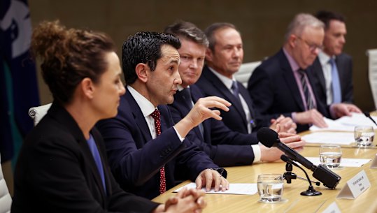 David Crisafulli after national cabinet alongside Albanese and other state and territory leaders.