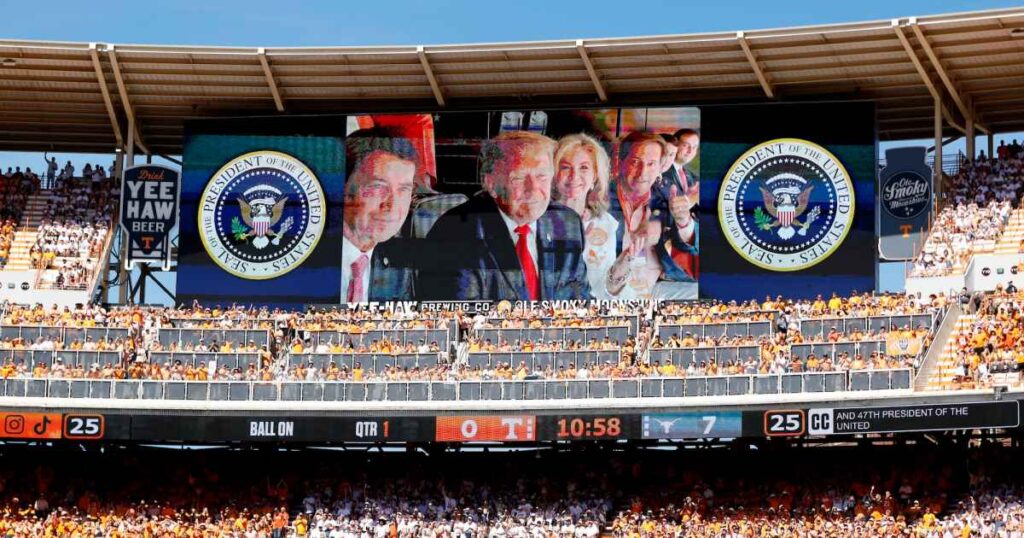 President Donald Trump Loudly Booed After Introduction at Tennessee vs. Texas Football Game President Donald Trump Loudly Booed After Introduction at Tennessee vs. Texas Football Game
