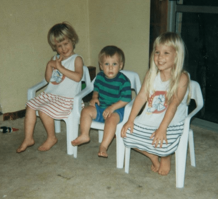A photo of three children