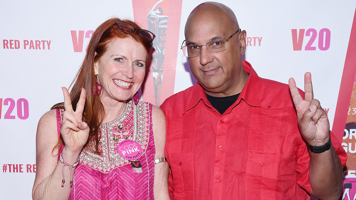 Jodie Evans and Neville Roy Singham are pictured together.