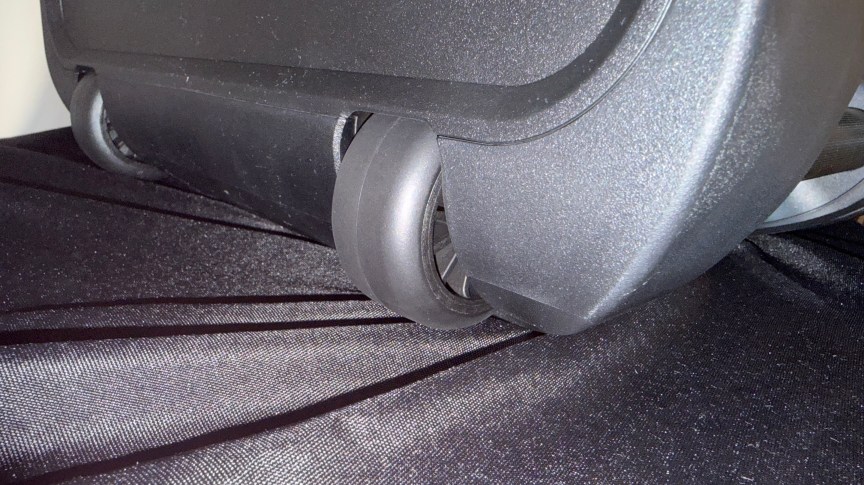 Close up of the Sony's ULT Tower 7's wheels with new wider treads