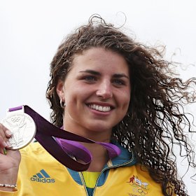 Jess Fox with her silver medal at the London Olympics in 2012.