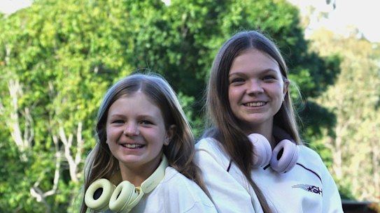 Twelve-year-old Olivia (right) and her younger sister Frankie (left) have tried their hand at coding through school.