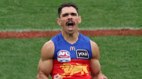 Charlie Cameron celebrates a goal.