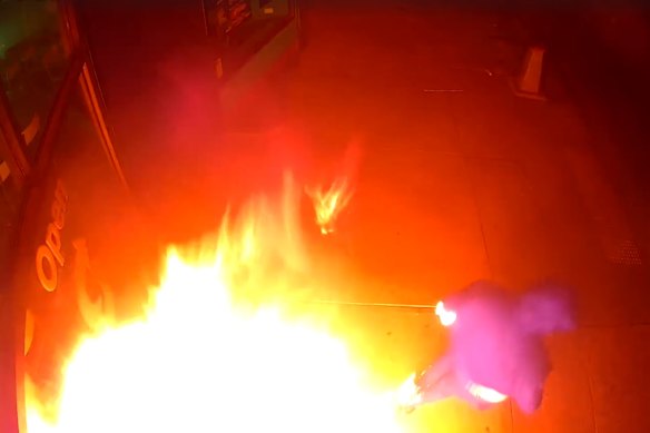 Police released footage of the alleged firebombing attack.
