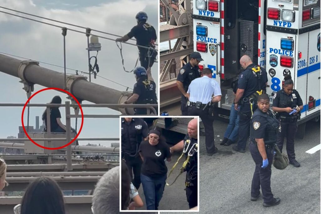 NYPD heroically rescues woman about to jump off Brooklyn Bridge, harrowing video shows
