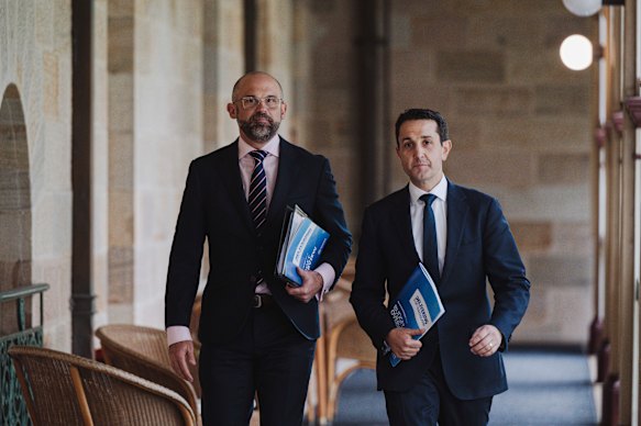 Treasurer David Janetzki (left) and Premier David Crisafulli.