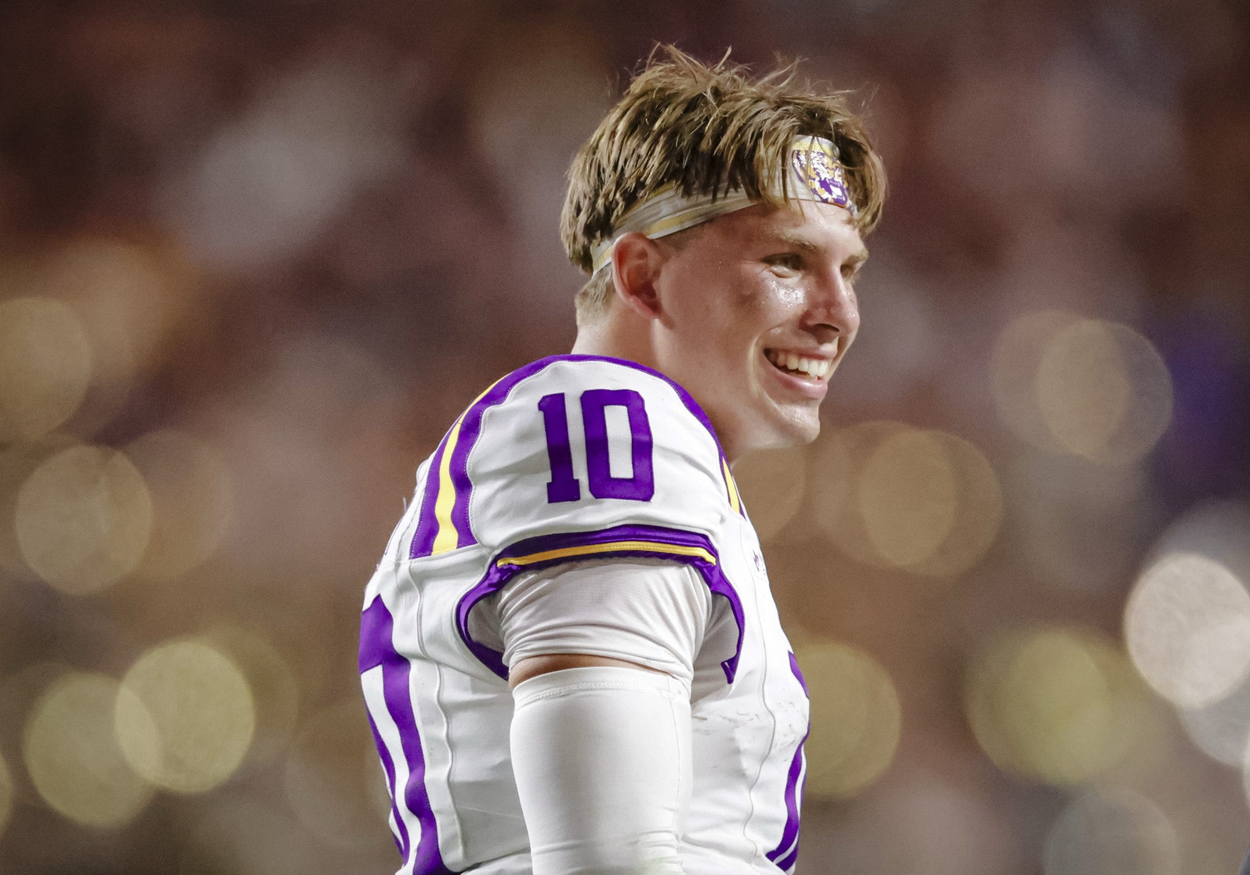 LSU QB Sam Leavitt is at his third school in four years with previous stops at Michigan State and Arizona State. (Photo by Derick Hingle/Icon Sportswire via Getty Images)