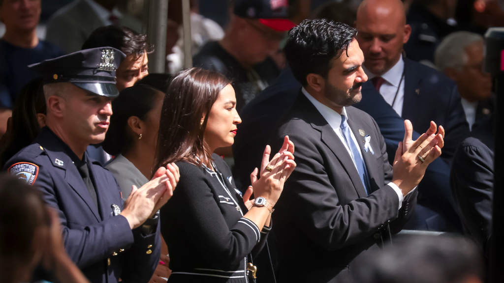 AOC, Mamdani interaction caught on cam at 9/11 memorial sparks online fury