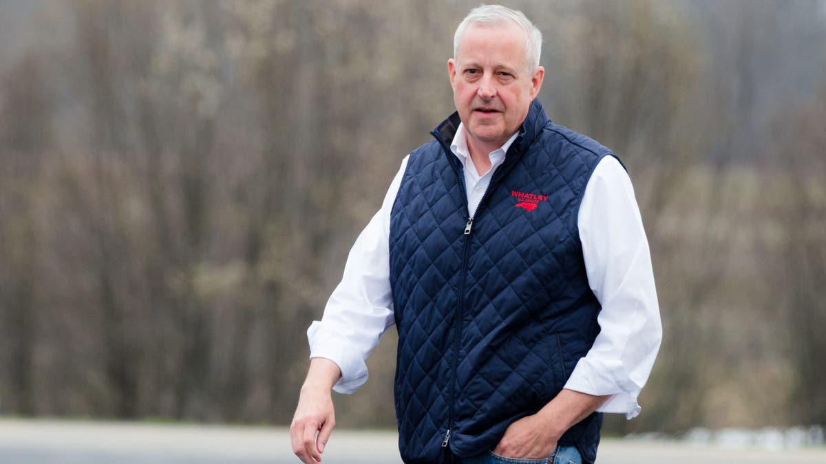 Michael Whatley arrives at Grace Chapel Fire Department polling location in Granite Falls, North Carolina.