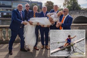 Quick-thinking rowers save day after bride’s veil blows into river: ‘We just found it hilarious’