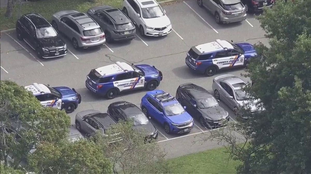 Police seen on a college campus